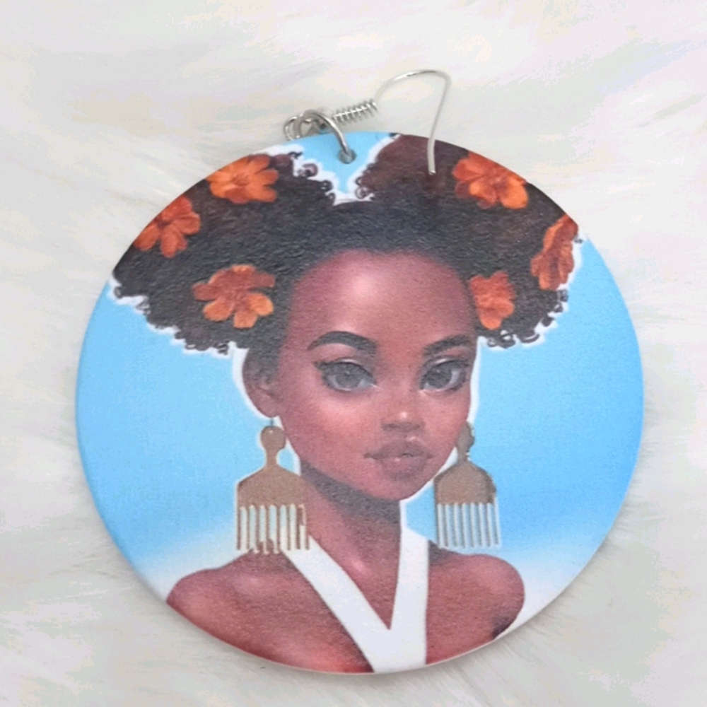 5 for $25. African women wooden earrings
